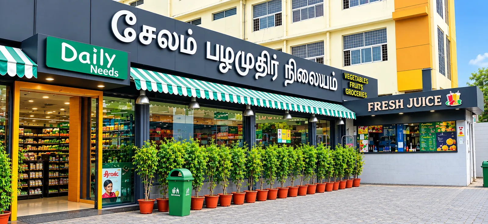Salem Pazhamuthir Nilaiyam store front at State Bank Colony, Salem (view 3)